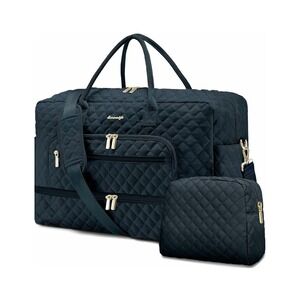 Women's Quilted Leather Weekender Travel Duffel Bag Peacock Blue New W/out Tags